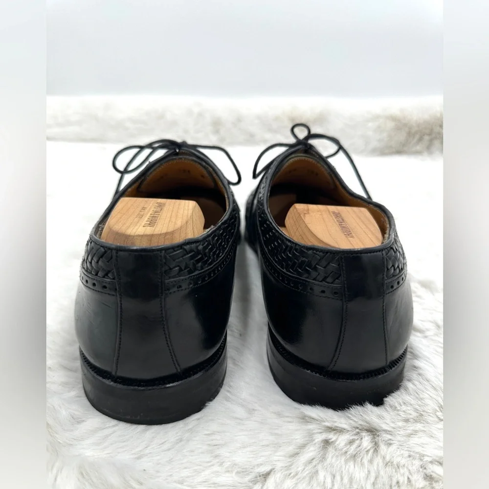 Mezlan Black Acapulco‎ Genuine Crocodile Cap Toe Woven Leather Oxford shoes 10.5